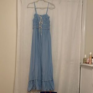 Light Blue Ruffled Maxi Dress